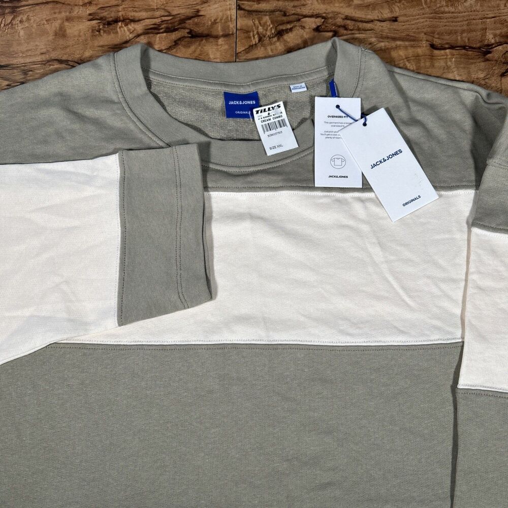 NWT‎ Jack & Jones Oversized Fit Men’s XXL Jorbushwick Block Crewneck Sweatshirt